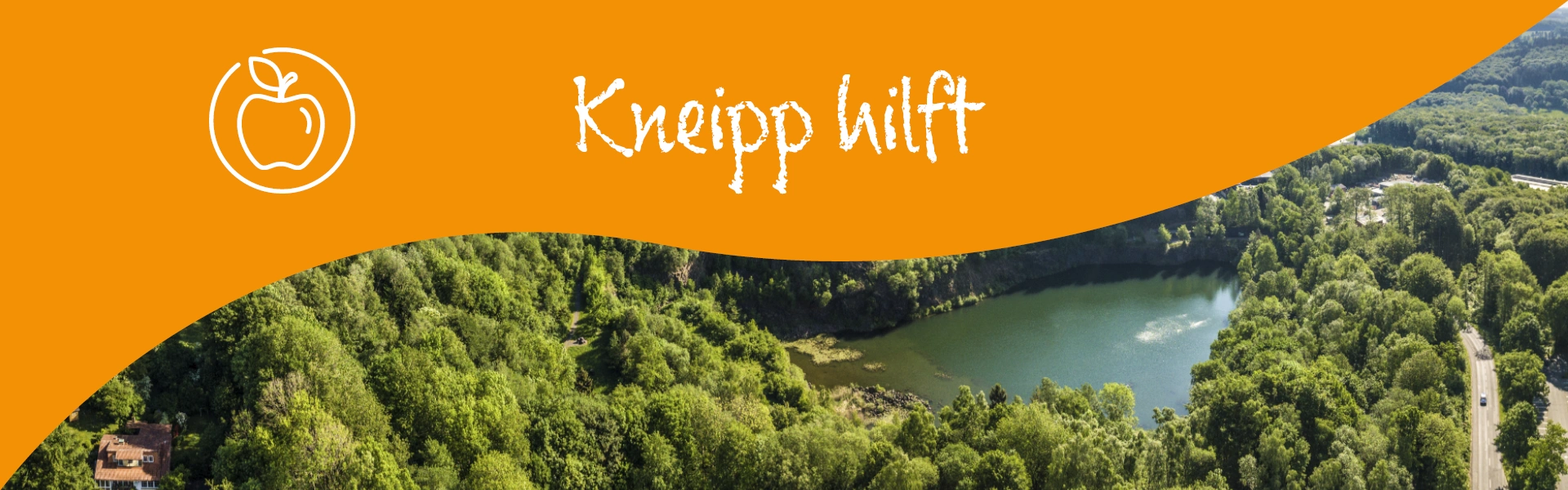 Kneipp hilft mit dem Logo Ernährung unter orangenen Hintergrund sowie ein Bild von Bad Marienberg