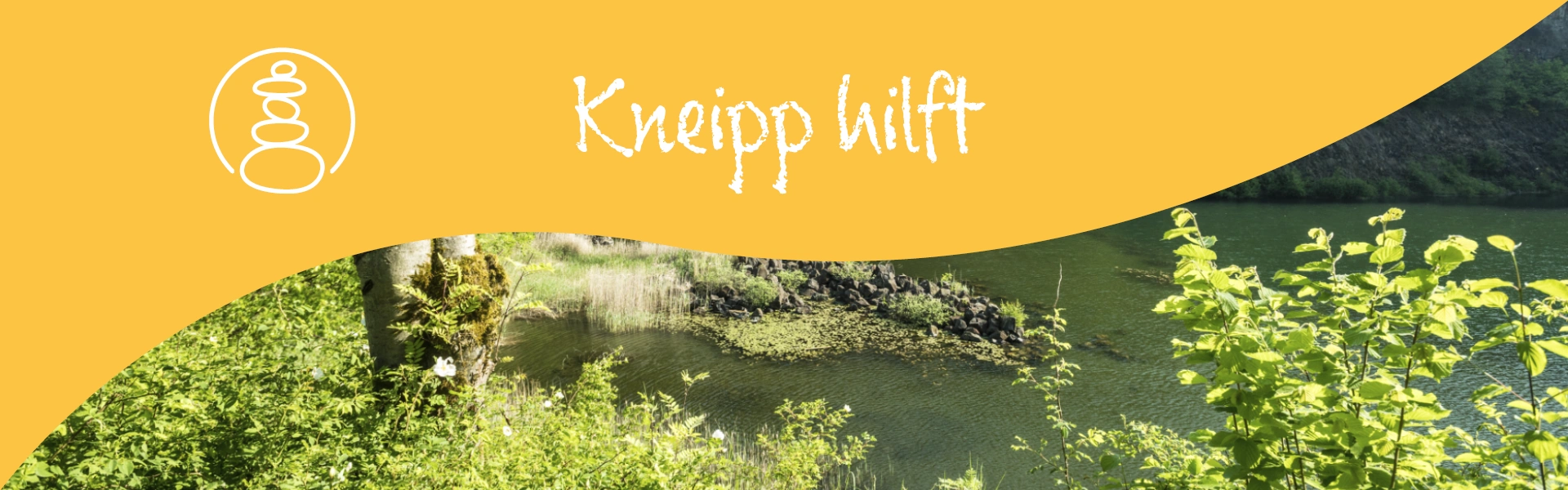 Kneipp hilft mit dem Logo Lebensordnung unter gelben Hintergrund sowie ein Bild von Bad Marienberg